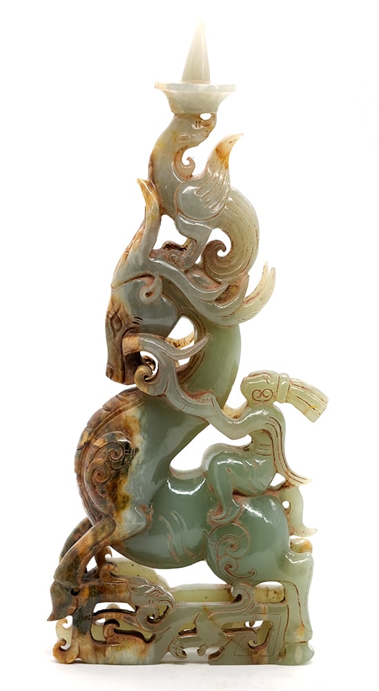 BOUGEOIR CHINOIS EN SERPENTINE / CHINESE SERPENTINE CANDLESTICK (1 of 4)