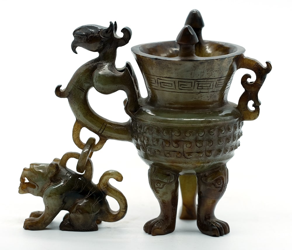 VASE JIA CHINOIS EN PIERRE DURE / CHINESE HARD STONE JIA VASE (1 of 9)