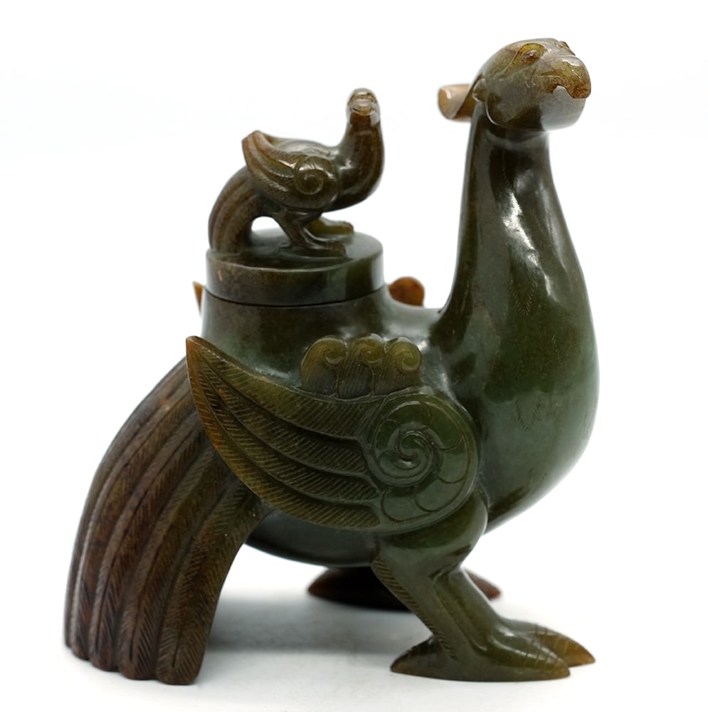 VASE CHINOIS RECOUVERT DE SERPENTINE VERTE / CHINESE VASE COVERED IN GREEN SERPENTINE (1 of 6)