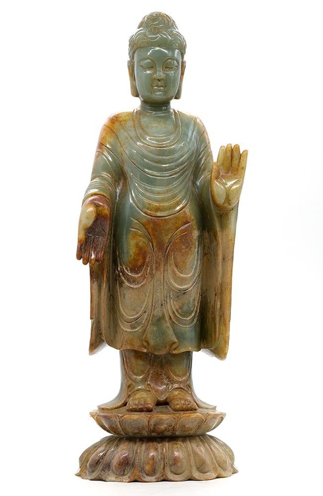 BOUDDHA CHINOIS EN SERPENTINE / CHINESE SERPENTINE BUDDHA (1 of 7)