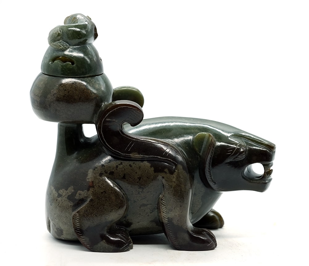 BRÛLEUR D'ENCENS CHINOIS EN PIERRE DURE / CHINESE HARD STONE INCENSE BURNER (1 of 9)