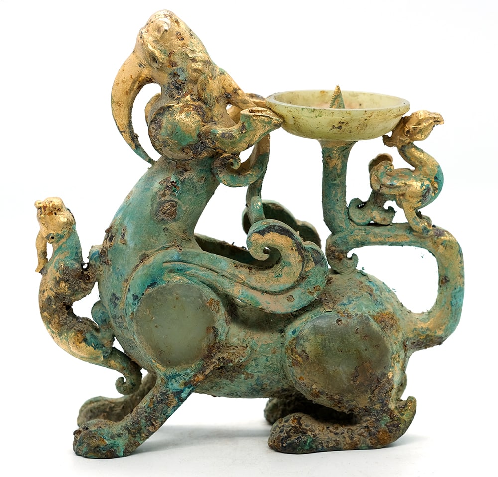 BOUGEOIR CHINOIS EN PIERRE DURE / CHINESE HARD STONE CANDLE HOLDER (1 of 4)