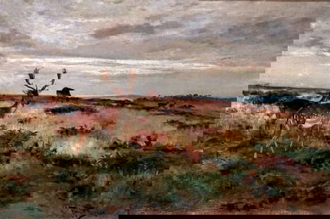 BARKER, Wright (1864-1941): Description française: BARKER, Wright (1864-1941) Sans titre - Chevreuils Huile sur toile Signée en bas à droite: Wright Barker Provenance: Succession de M. Meir Padan, Montréal 19