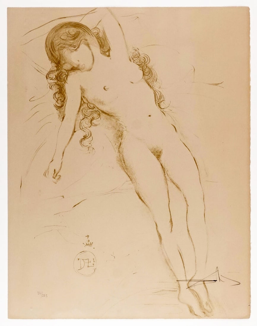 DALI, Salvador (1904-1989): Description française: DALI, Salvador (1904-1989) "Reclining nude woman" Eau-forte Signée en bas à droite: Dali Numérotée en bas à gauche: 34/225 Provenance: Collection p