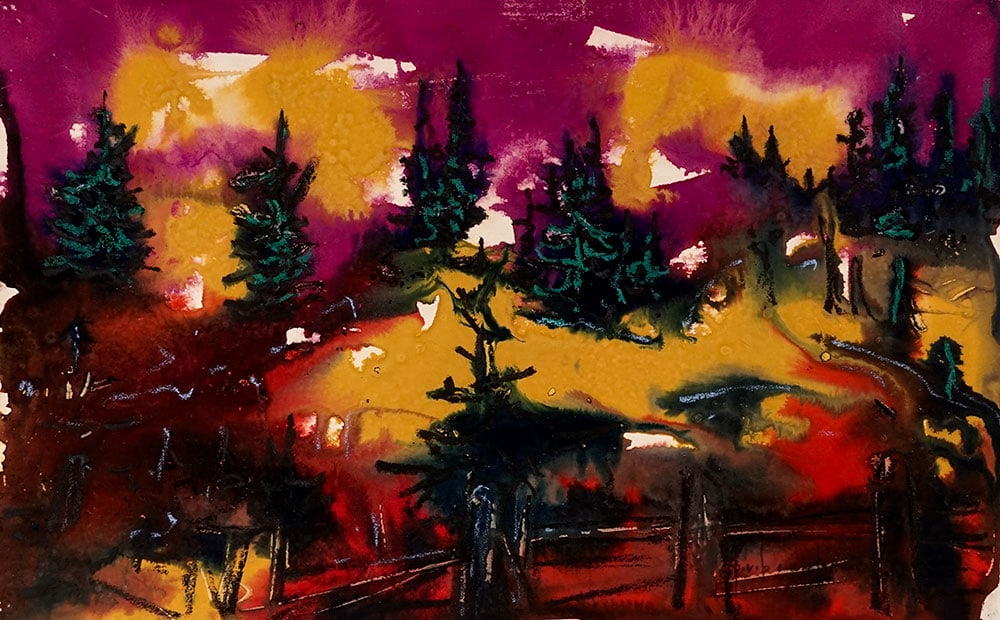 BEAULIEU, Paul-Vanier (1910-1996): Description française: BEAULIEU, Paul-Vanier (1910-1996) Sans titre - Forêt Aquarelle Signée et datée en bas à droite: P.V. Beaulieu 71 Provenance: Collection de Mme L.L., Mon