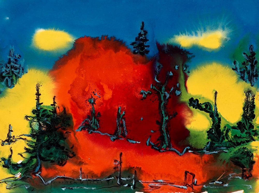 BEAULIEU, Paul-Vanier (1910-1996): Description française: BEAULIEU, Paul-Vanier (1910-1996) Sans titre - Forêt Aquarelle Signée et datée en bas à gauche: P.V. Beaulieu 71 Provenance: Collection de Mme L.L., Mon