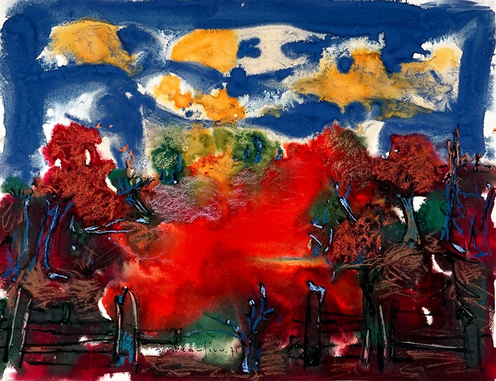 BEAULIEU, Paul-Vanier (1910-1996): Description française: BEAULIEU, Paul-Vanier (1910-1996) Sans titre - Forêt Aquarelle Signée et datée en bas à droite: P.V. Beaulieu 71 Provenance: Collection de Mme L.L., Mon