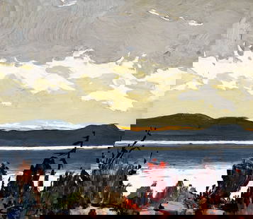 CÔTÉ, Bruno (1940-2010): Description française: CÔTÉ, Bruno (1940-2010) "Cap à la Corneille" Huile sur isorel Signée et datée en bas à droite: Bruno Côté 84 Titrée et contresi