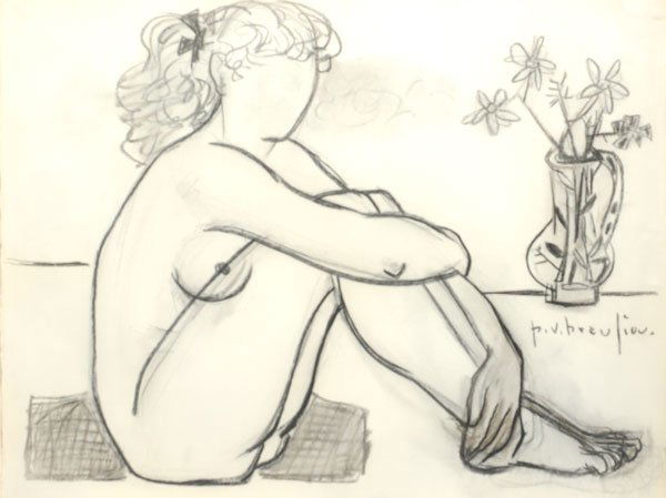 BEAULIEU, Paul Vanier RCA (1910-1996) Nude and vase: BEAULIEU, Paul Vanier RCA (1910-1996) Nude and vase Charcoal on paper Signed on the lower right: P.V. Beaulieu 50x65cm - 19.75x25.5"