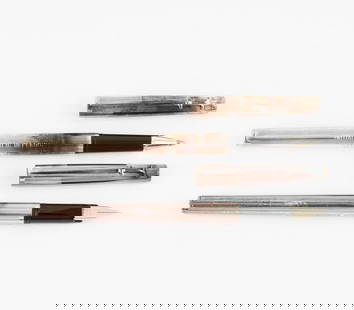 CARAN D'ACHE GEN&#200;VE: Description fran&#231;aise: CARAN D'ACHE GEN&#200;VE Ensemble de 2 stylos Caran d'Ache, corps en plaqu&#233;s argent, Swiss made: - 1 stylo &#224; plume, plume en or blanc 14k, taille EF - 1 sylo &#22