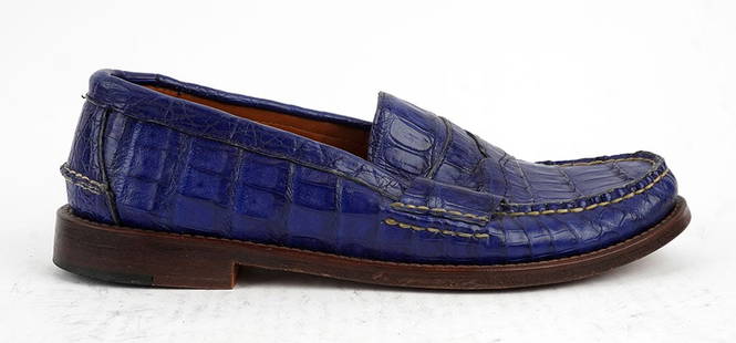 RALPH LAUREN: Description fran&#231;aise: RALPH LAUREN Paire de mocassins en cuir bleu. Pointure 9 D Made in USA English Description: RALPH LAUREN Pair of blue leather shoes Size 9 D Made in USA