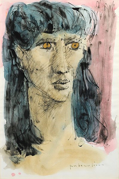 BEAULIEU, Paul-Vanier (1910-1996): BEAULIEU, Paul-Vanier (1910-1996) Face Watercolour Signed on the lower right: P.V. Beaulieu 48x32cm - 19x12.5"