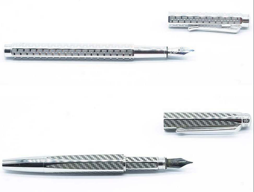 CARAN D'ACHE "ECRIDOR TYPE 55": Description française: CARAN D'ACHE "ECRIDOR TYPE 55" Stylo à plume Caran d'Ache "Ecridor Type 55". Plume taille M, à cartouches. Sans boîte. On y joint un stylo à plume Caran