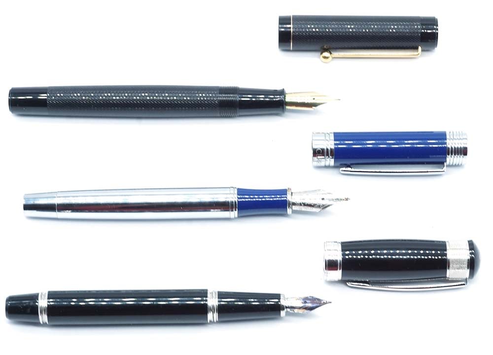 CERRUTI 1881 "ZOOM CLASSIC AZUR" - PILOT - CLEO: Description française: CERRUTI 1881 "ZOOM CLASSIC AZUR" - PILOT - CLEO Ensemble de 3 stylos à plume : - Stylo à plus Cerruti 1881 "Zoom Classic Azur", corps chromé et capuchon
