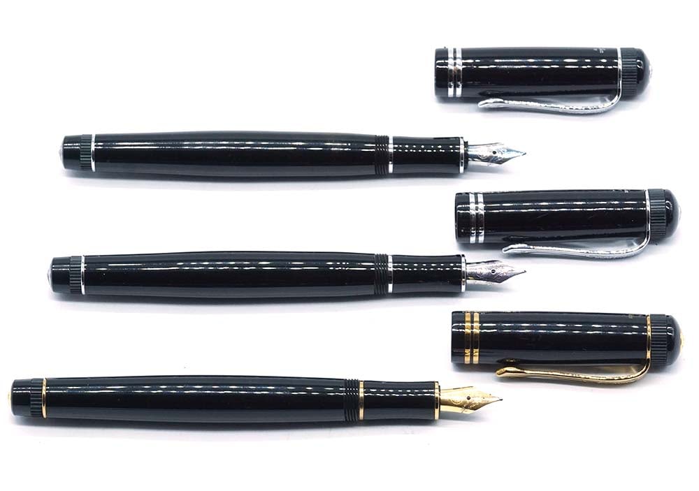 KAWECO DIA 2: Description française: KAWECO DIA 2 Ensemble de 3 stylos à plume Kaweco Dia 2, dont un finition dorée. Plumes tailles F (x2) et EF, à cartouches. Sans boîte. English