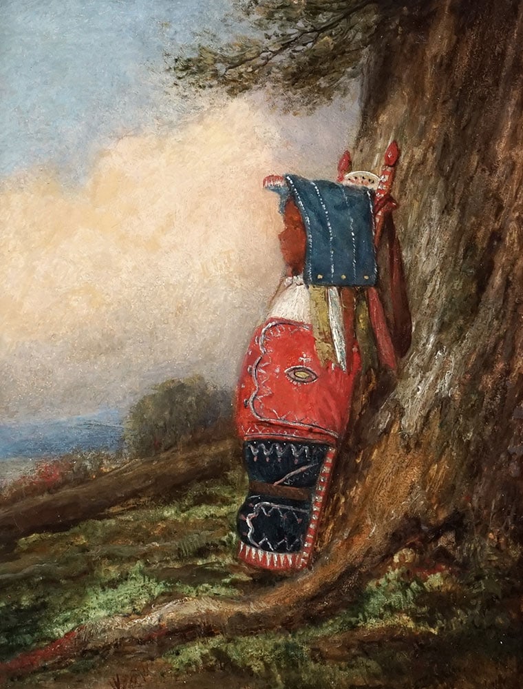 KRIEGHOFF, Cornelius David (1815-1872): Description française: KRIEGHOFF, Cornelius David (1815-1872) "Caugnhawaga papoose" Huile sur panneau Titrée au dos sur étiquette Provenance: Continental Galleries of Fine Art, Montr