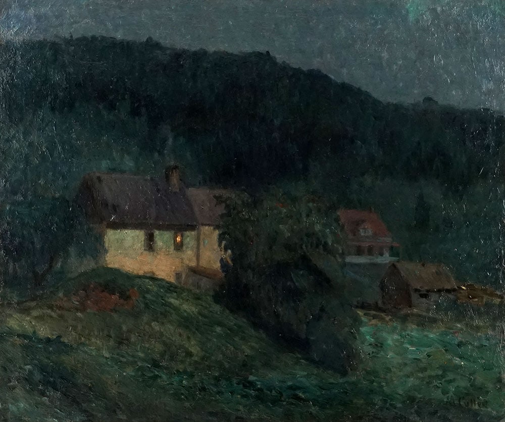 CULLEN, Maurice Galbraith (1866-1934): Description française: CULLEN, Maurice Galbraith (1866-1934) "Old Seigniory mill near Quebec" Huile sur toile marouflée sur isorel Signée en bas à droite: M. Cullen Titrée au