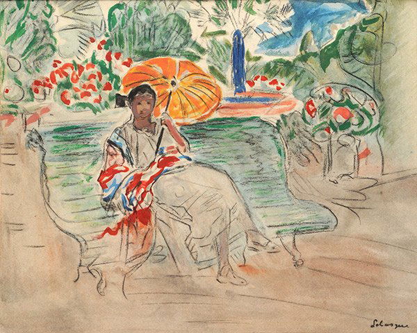 LEBASQUE, Henri Baptiste (1865-1937): LEBASQUE, Henri Baptiste (1865-1937) Lady with a Parasol Watercolor on paper Signed on the lower right: Lebasque 22x27.5cm - 8.5x10.75" © Henri LEBASQUE / SODRAC (2013)