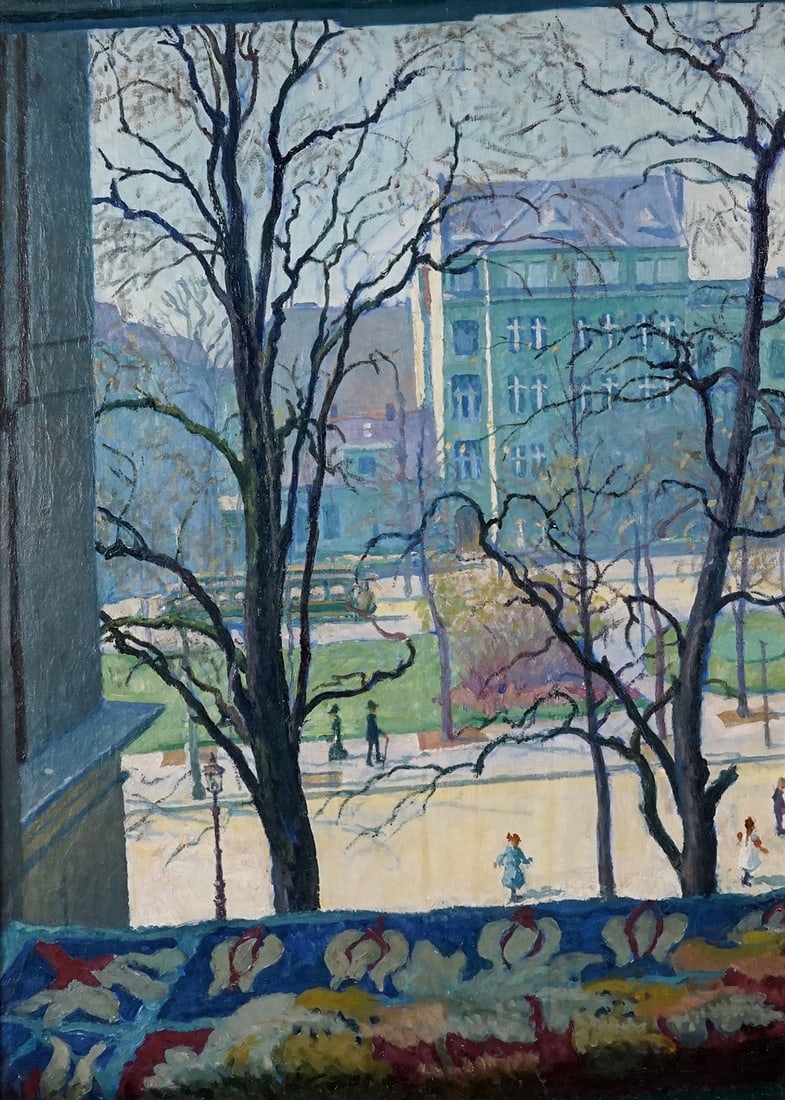 ZIFFER, Sandor (1880-1962): Description française: ZIFFER, Sandor (1880-1962) Sans titre - Vue de la fenêtre, scène urbaine Huile sur toile Signed on the lower right: Ziffer Sandor Provenance: Collection privé