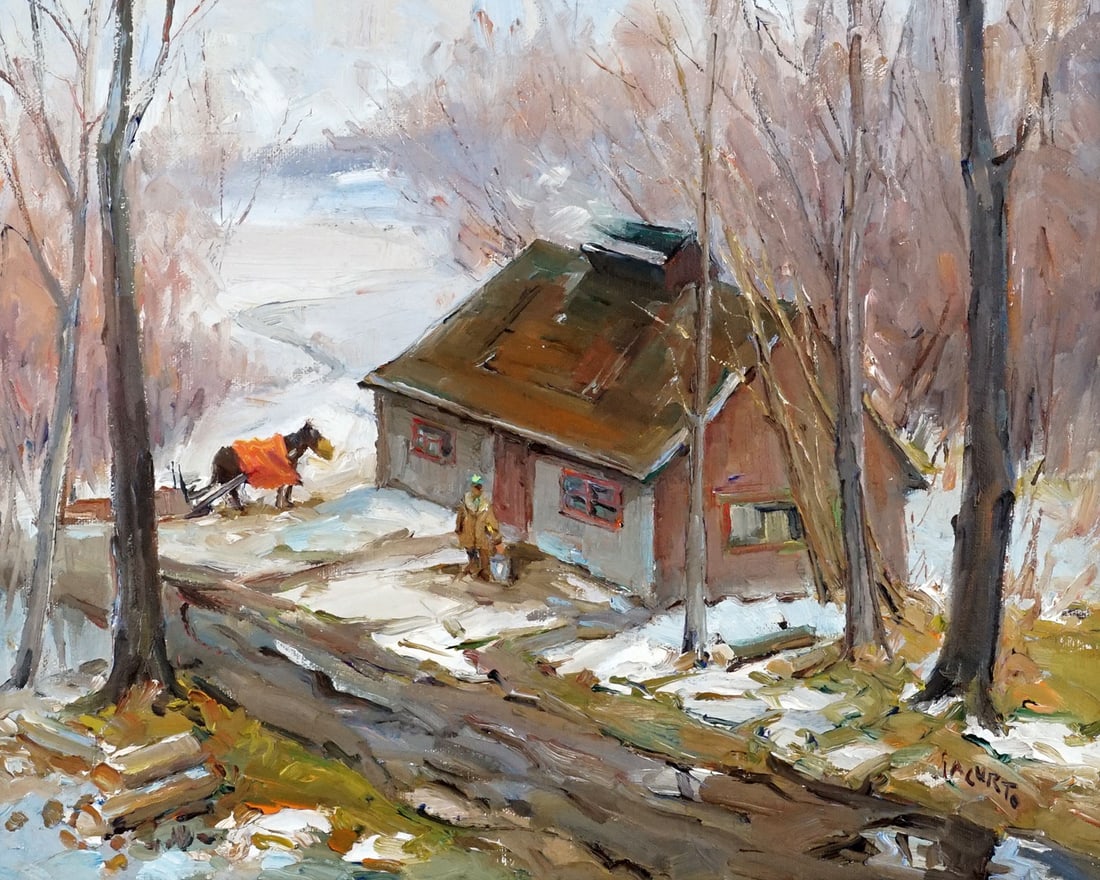 IACURTO, Francesco (1908-2001): Description française: IACURTO, Francesco (1908-2001) Sans titre - Ferme Huile sur toile Signée en bas à droite: Iacurto Provenance: Collection Jean Drapeau, maire de Montréal
