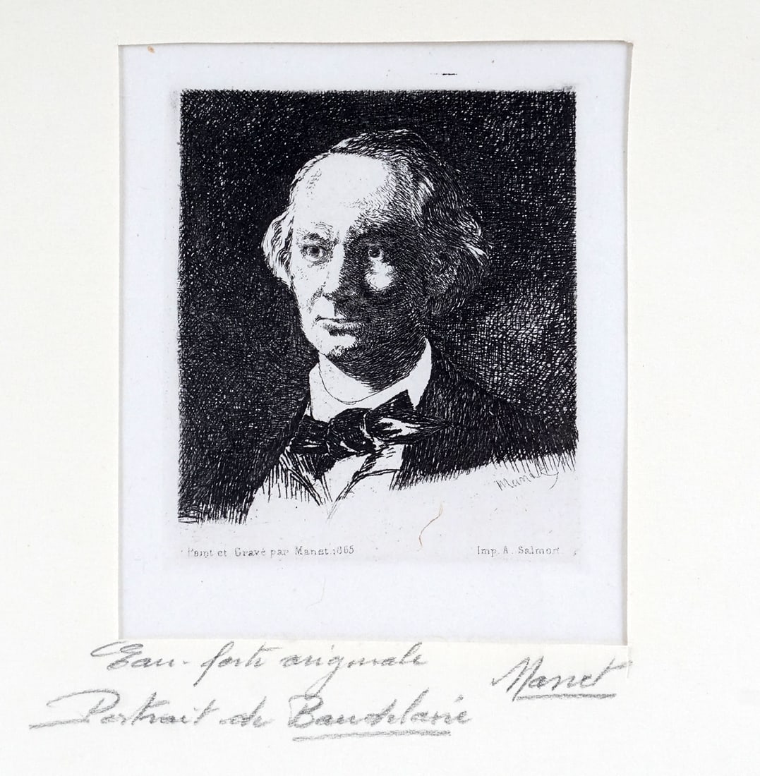 MANET, Édouard (1832-1883): Description française: MANET, Édouard (1832-1883) Charles Baudelaire En bas à gauche dans la plaque: Peint et gravé par Manet en 1865 En bas à droite dans la plaque: Manet,
