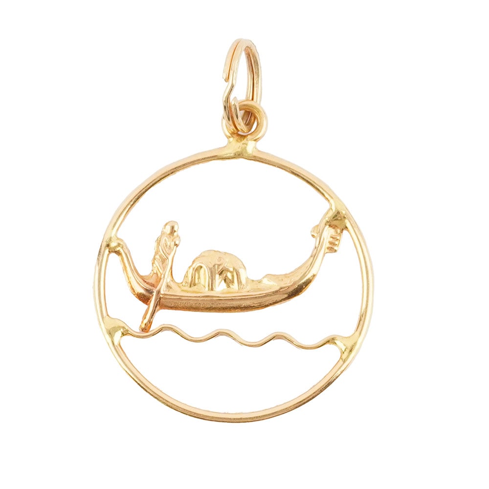 OR 18K / 18K GOLD: Description française: OR 18K / 18K GOLD Pendentif en or jaune 18K représentant un Gondolier Poids brut: 1.2 g Diamètre 2.0 cm - 0.75" English Description: 18K GOLD 18K yellow gold