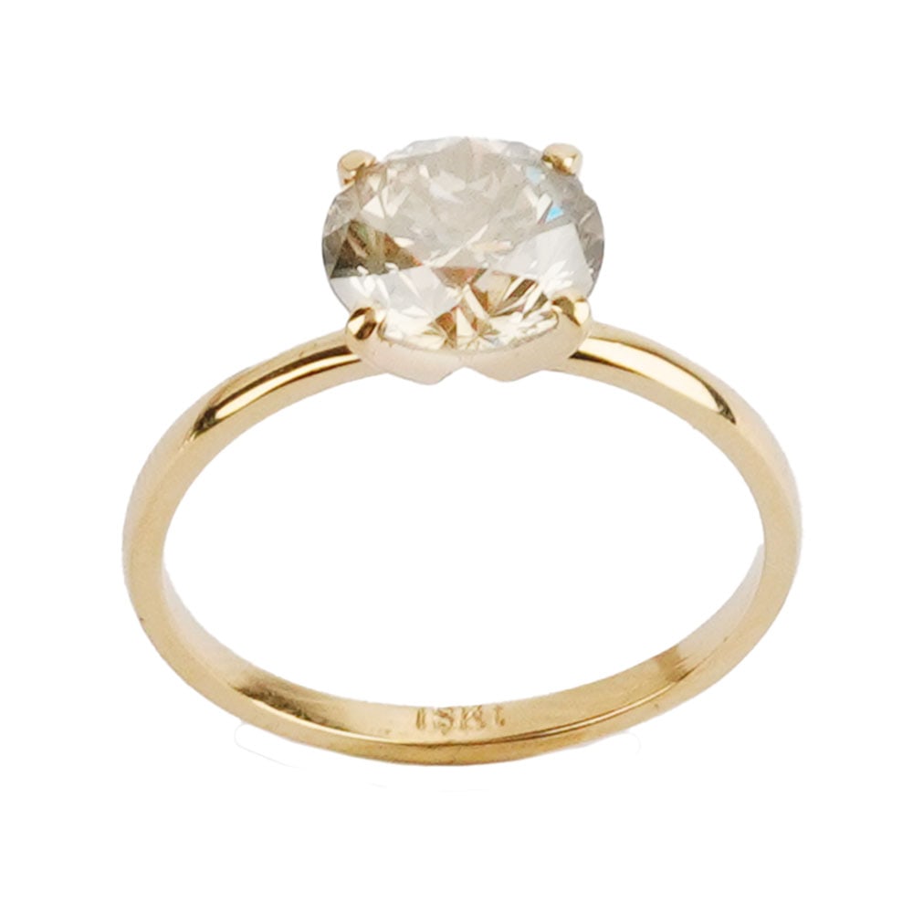 OR 18K, DIAMANT 2.07ct / 18K GOLD, 2.07 ct DIAMOND: Description française: OR 18K, DIAMANT 2.07ct / 18K GOLD, 2.07ct DIAMOND Bague en or 18K sertie d'un diamant taille rond brillant pesant approximativement 2.07ct, pureté: I1, couleur: L- M