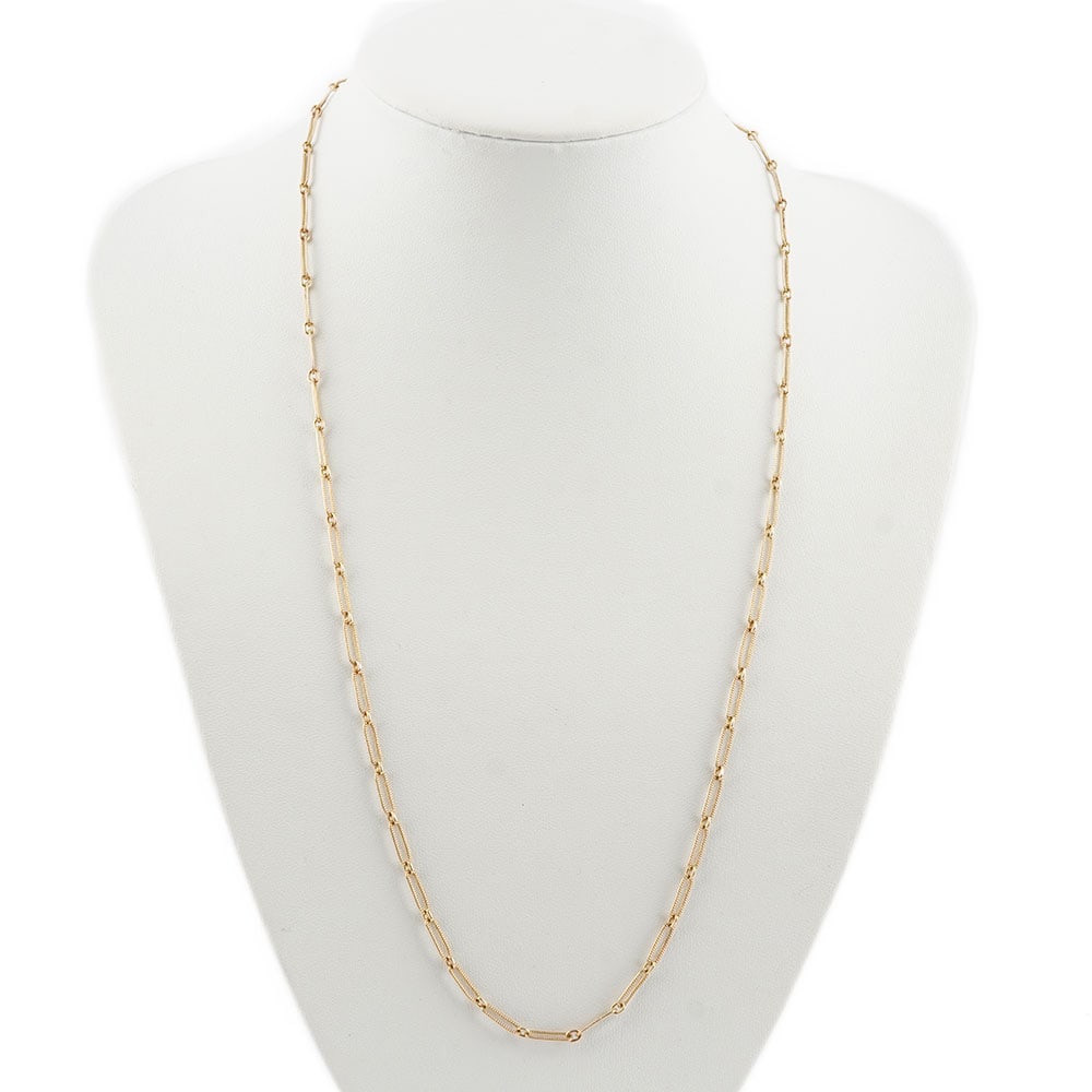 OR 14K /14K GOLD: Description française: OR 14K /14K GOLD Chaîne en or jaune 14K à maillons canellés. Poids brut: 7.8 g Longueur: 60 cm - 24" English Description: 14K GOLD 14K yellow gold chain