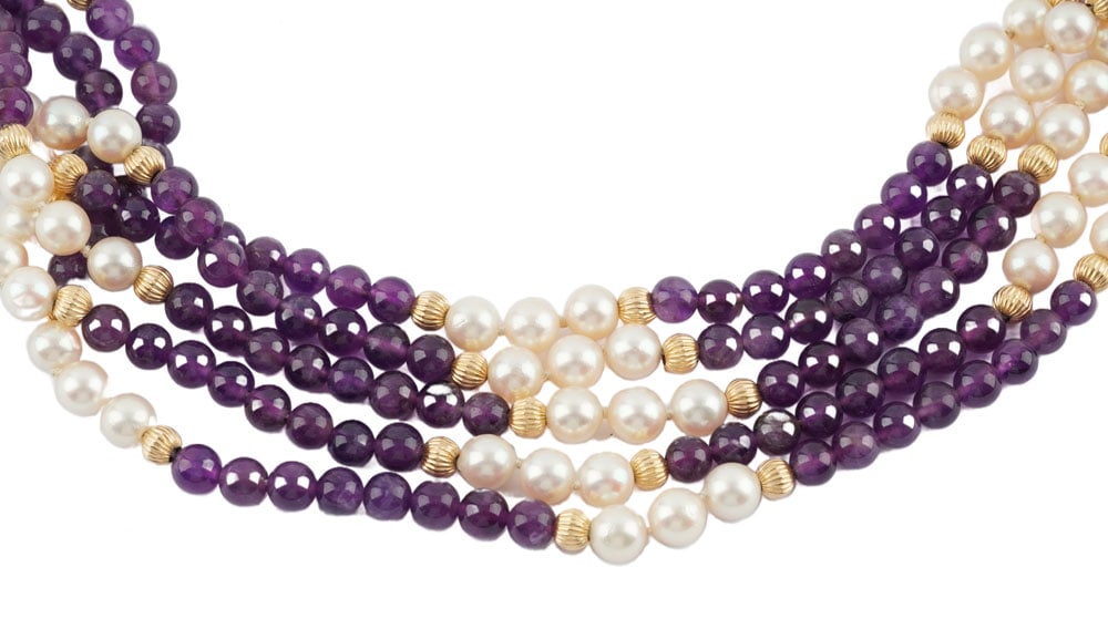 OR 14K AMÉTHYSTES, PERLES / 14K GOLD,AMETHYSTS, PEARLS - 2
