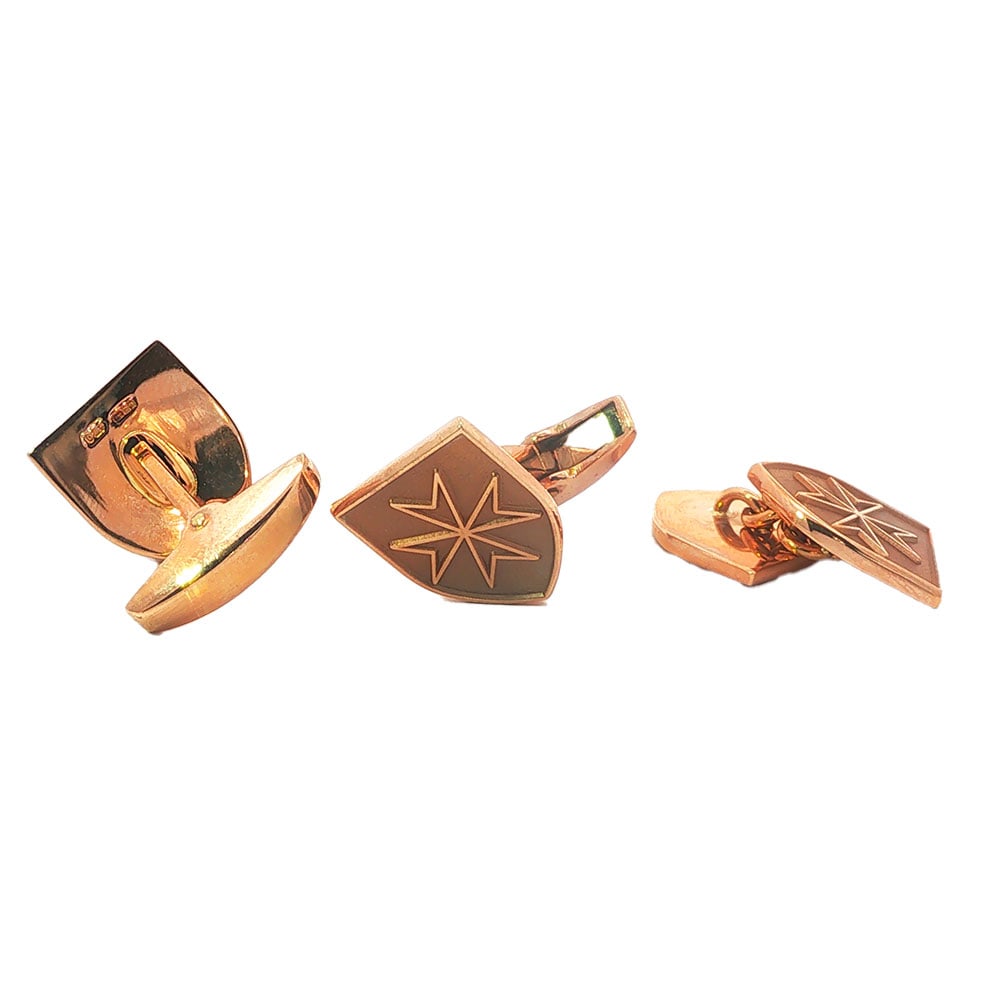 OR 18K / 18K GOLD: Description française: OR 18K / 18K GOLD Boutons de manchette en or rose 18K, poinçon anglais Poids brut: 26.8 g English Description: 18K GOLD 18K gold cufflinks, English hallmark Gross weig