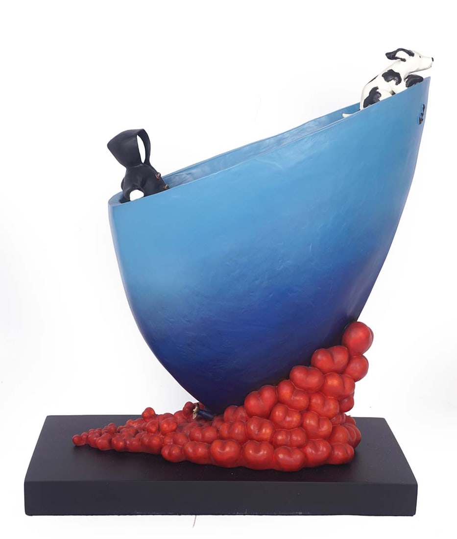THORPE, Mackenzie (1956-): Description française: THORPE, Mackenzie (1956-)"Over The Sea To Love" (2012) Résine Estampe gravée et numérotée : 150/195. Provenance: Collection privée, Montréal H: 38 cm - 14.9" Englis