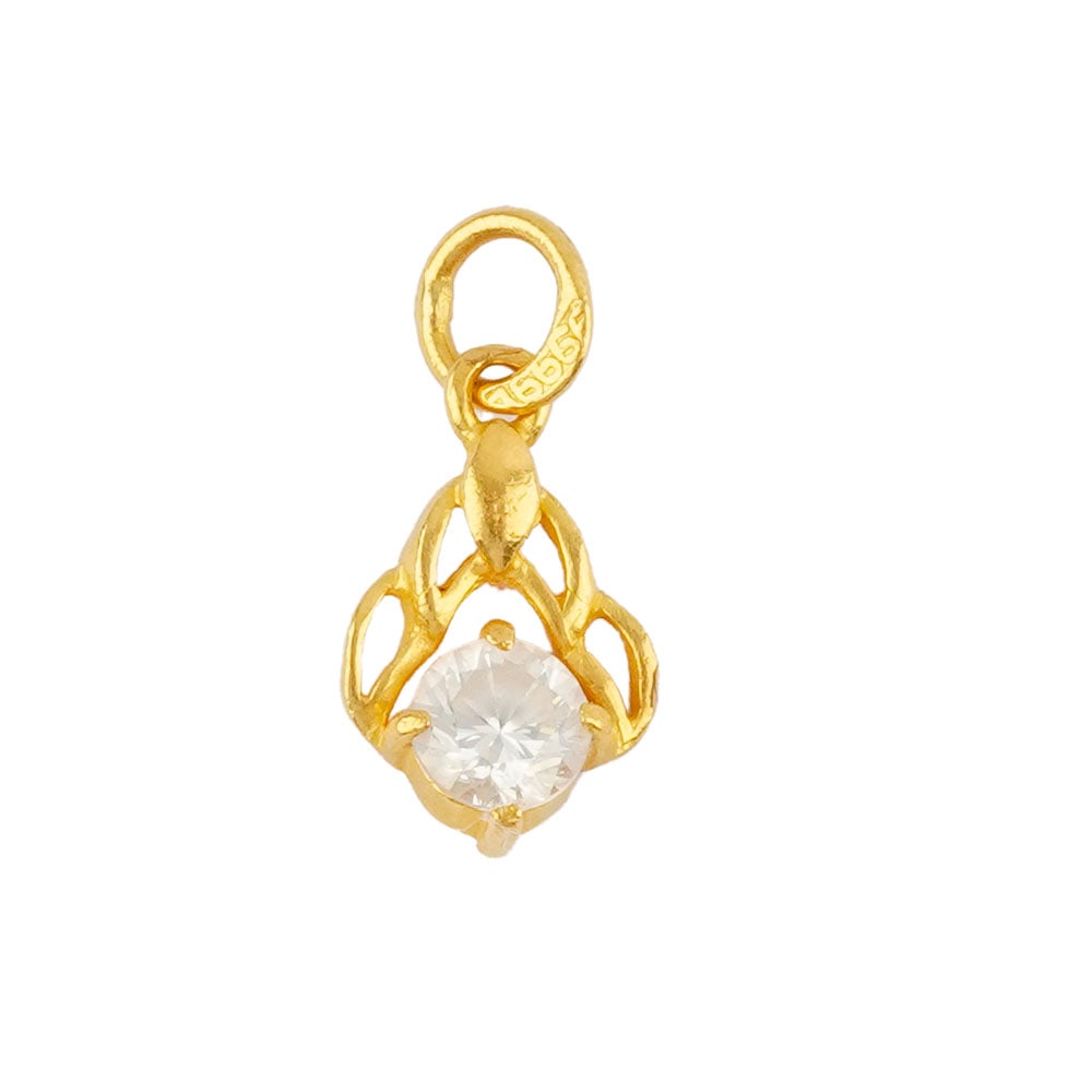 OR 18K / 18K GOLD: Description française: OR 18K / 18K GOLD Pendentif en or jaune 18K sertie d'une pierre brillantes. Poids brut: 0.9 g English Description: 18K GOLD 18K yellow gold pendant set with a brilliant