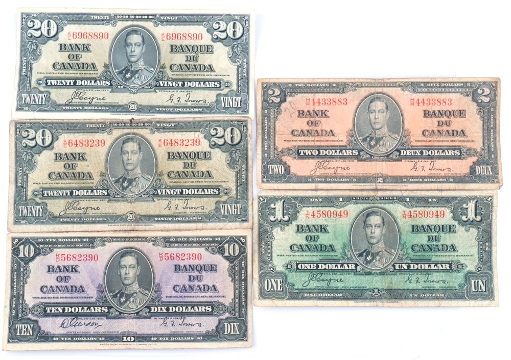 BILLETS DU CANADA 1937 /CANADIAN BANKNOTES 1937 (1 of 2)