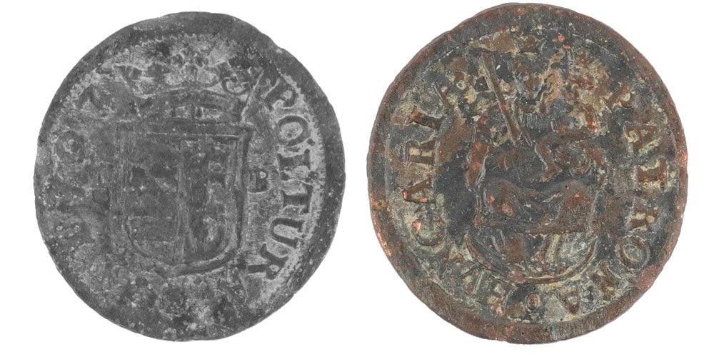 1 POLTURA 1707 / HUNGARY: Description française: 1 POLTURA 1707 / HUNGARY Une pièce de 1 Poltura de 1707 en cuivre, Francis II Rákóczi de Hongie, poids 2.0 g English Description: 1 POLTURA 1707 / Hungary A