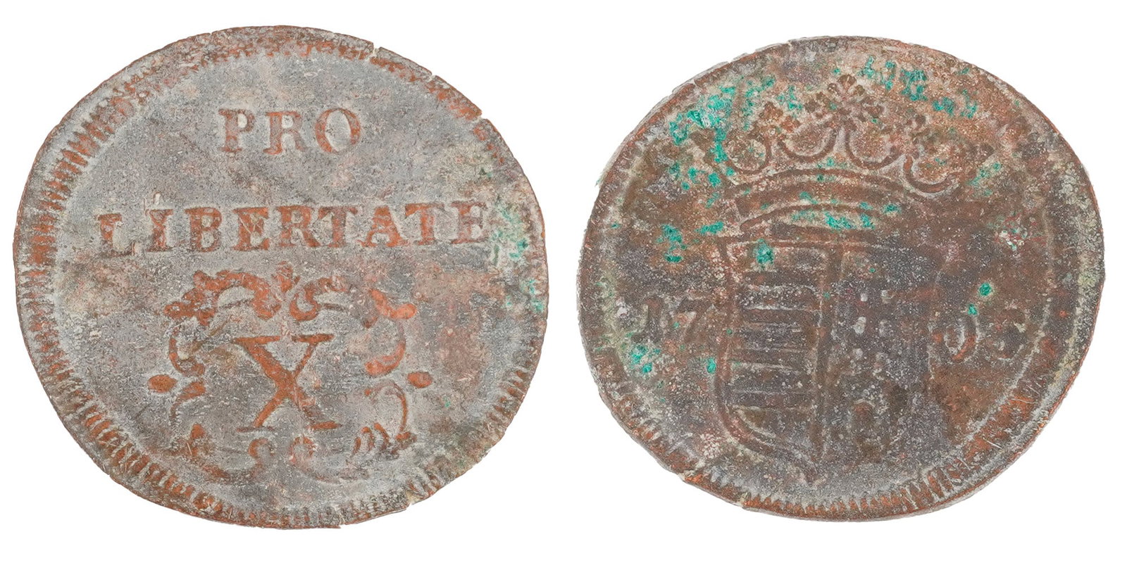 10 POLTURA 1705/ HUNGARY: Description française: 10 POLTURA 1705/ HUNGARY Une pièce de 10 Poltura de 1705 en cuivre, "PRO LIBERTATE", Francis II Rákóczi de Hongie, poids 8.7 g English Description: 10