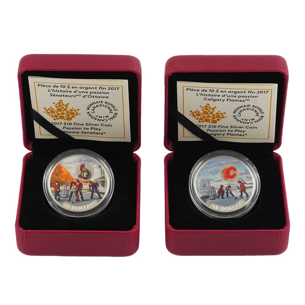 10$ CANADA / 999.9 SILVER: Description française: 10$ CANADA / 999.9 SILVER Deux pièce de monnaies de 10$ du Canada de 2017 en argent 999.9, poids 15.87 g chaque. English Description: $10 CANADA / 999.9 SILVER Two
