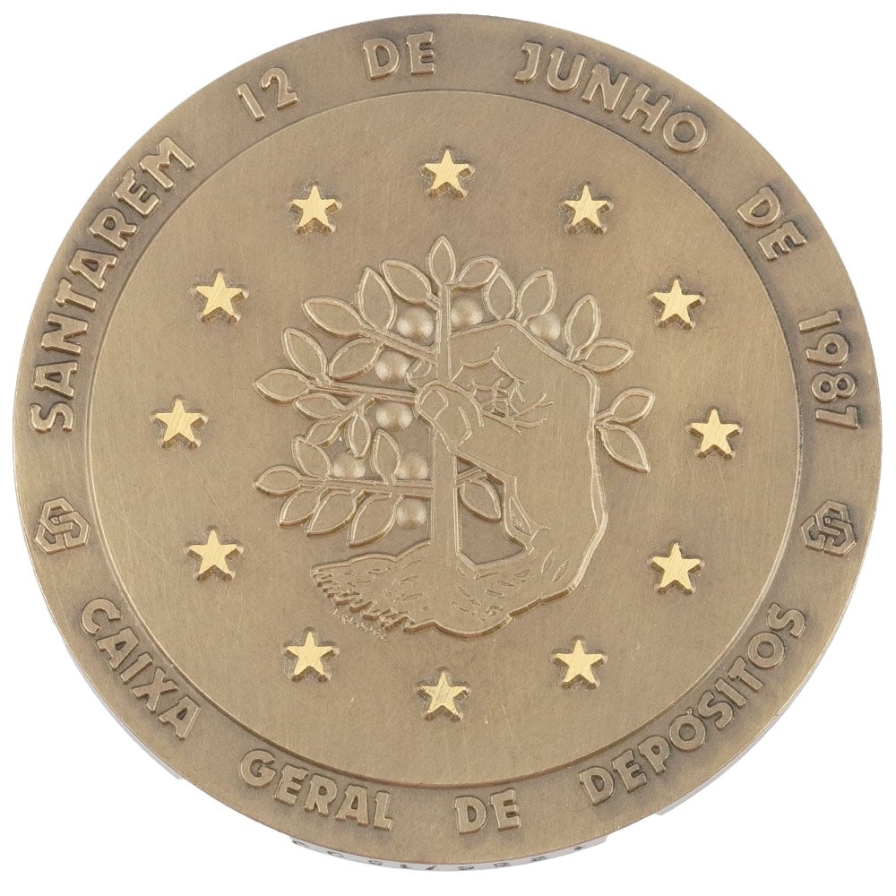 MÉDAILLE: Description française: MÉDAILLE Médaille commémorative en bronze "Santarem 12 de Junho de 1987-Caixa geral de depositos». En verso «Campanha para o mundo rural . 1987