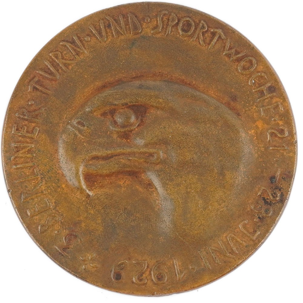 Otto PLACZEK (1884-1968): Description française: Otto PLACZEK (1884-1968) Médaille commémorative en bronze représentation d'une tête d'aigleet inscription «3 Berliner turn und sportwoche 21-28 jun