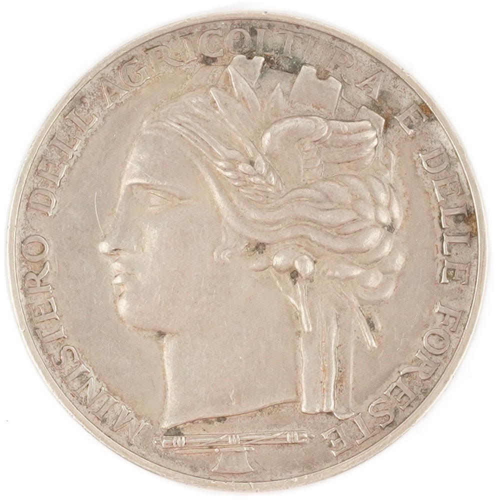 MÉDAILLE: Description française: MÉDAILLE Médaille commémorative en argent "Direzione generale Dell'Articoltura e Dell Foreste", Italie Poids brut: 25.3 g Diamètre: 4.0 cm - 1.6"