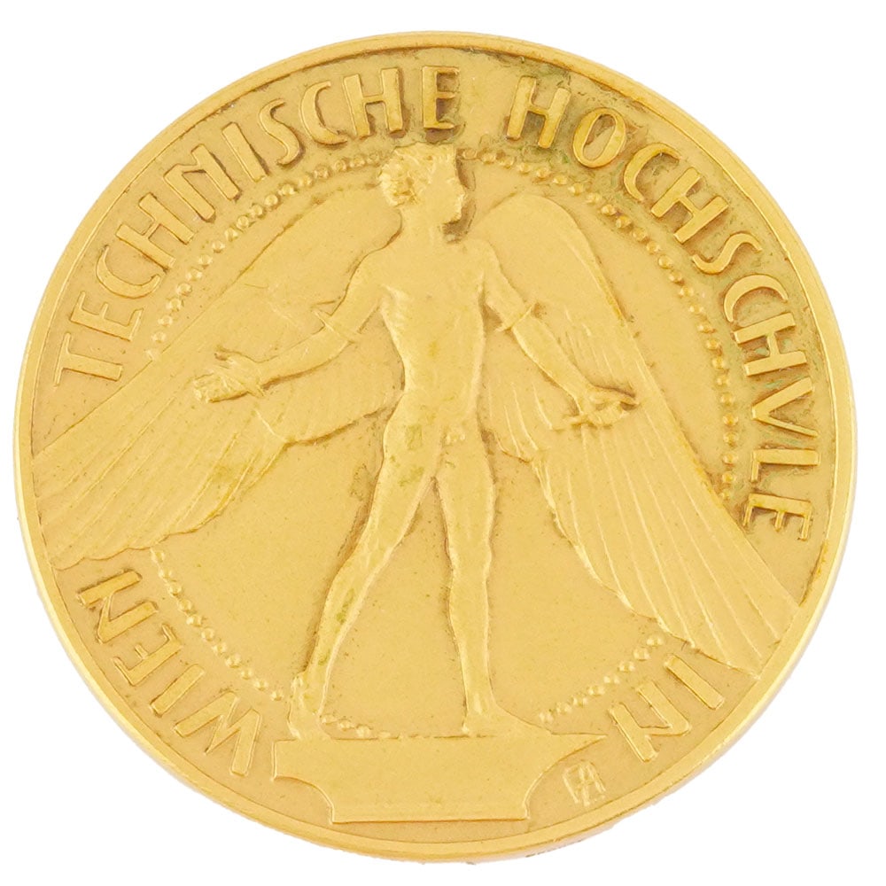 MÉDAILLE: Description française: MÉDAILLE Médaille commémorative en bronze doré «Dem Ehrem Bürger» Inscription au verso «Technische hochschule in Wien» Poids br