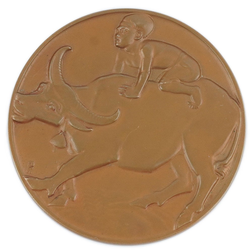 Hendrik Albertus VAN (1869-1939): Description française: Hendrik Albertus VAN DEN EIJNDE (1869-1939) Médaille commémorative en bronze " L'agriculture dans les Indes orientales néerlandaises", 1933 Poids brut: 78.5
