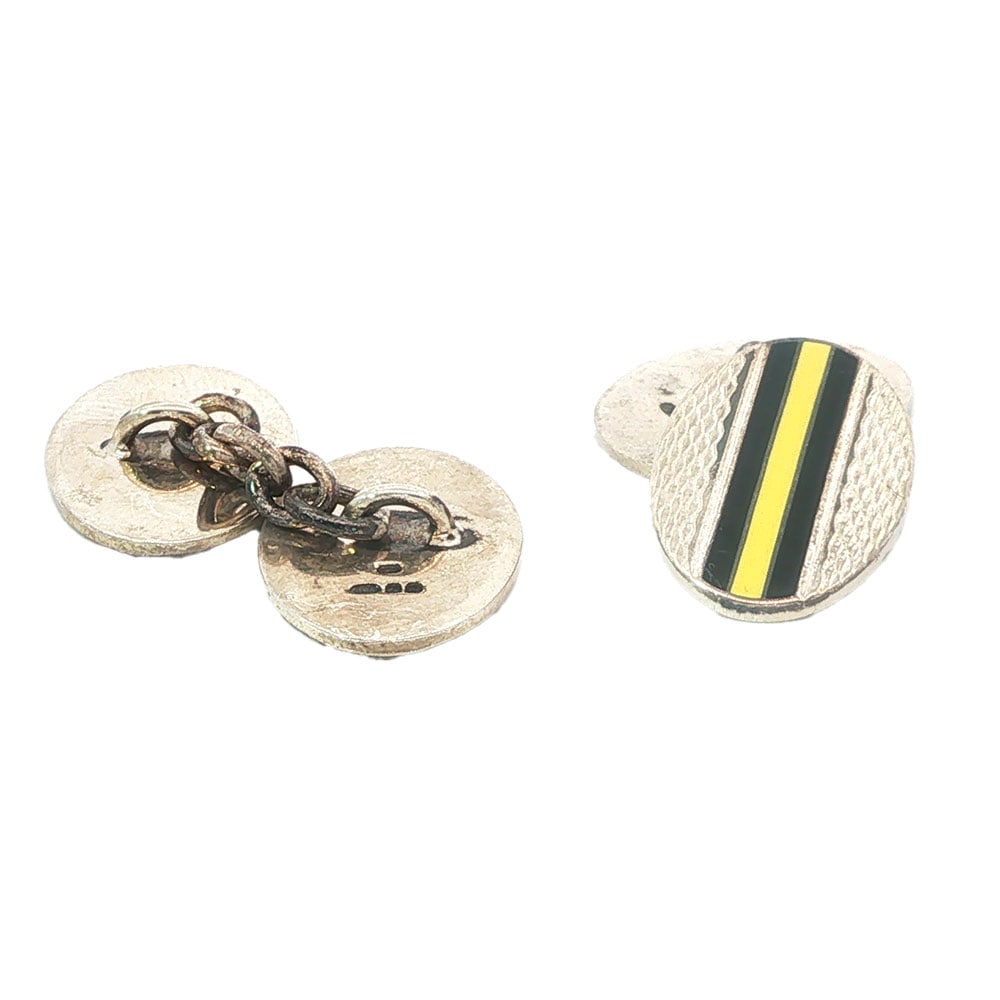 BOUTONS DE MANCHETTE/ CUFFLINKS: Description française: BOUTONS DE MANCHETTE / CUFFLINKS Boutons de manchette en argent 925, signés RL, poinçon anglais English Description: CUFFLINKS 925 sterling silver cufflinks, sign