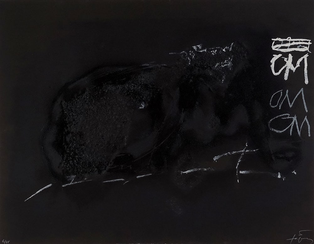TAPIES, Antoni (1923-2012): Description française: TAPIES, Antoni (1923-2012) "Variation sur un thème musical no. 20" Lithographie Signée en bas à droite: Tapies Numérotée en bas à gauche: 6/75