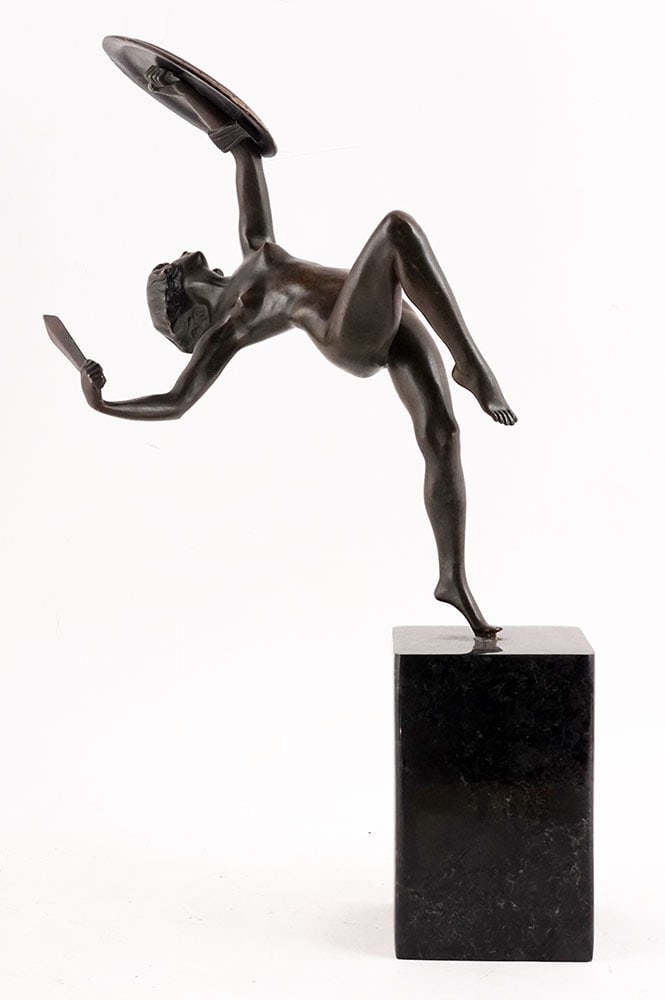 LE FAGUAYS, Pierre (1892-1962): Description française: LE FAGUAYS, Pierre (1892-1962) Sans titre - Amazone Bronze à patine brune sur base en marbre Inscriptions sous le pieds Provenance: Collection P.V., Montréal H (a