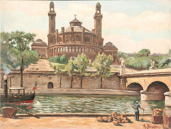 BROËT, Adolphe Félix (?-1942): BROËT, Adolphe Félix (?-1942) Back view of a Cathedral Oil on canvas Signed on the lower right: A. Broet 50x65cm - 19.5x25.5"