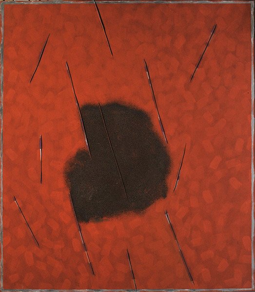 BOBB, Steven (1953): BOBB, Steven (1953) "Wind of painting - Aboriginal day" Oil on canvas Signed, titled and dated on the reverse: Steven Bobb, 1975 152x132cm - 60x52"