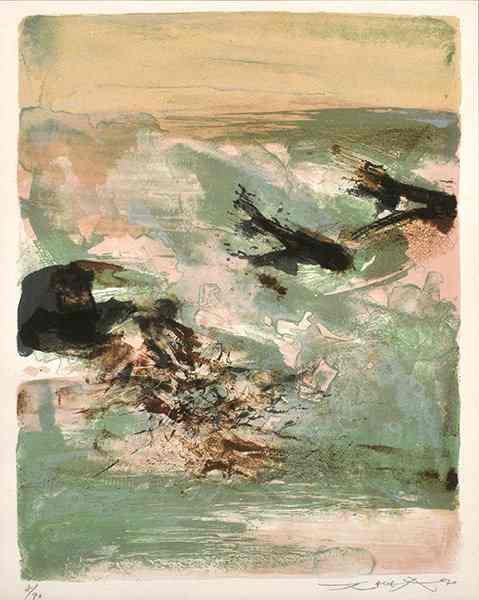 WOU-KI, Zao (1920-2013): Lithography Signed and dated on the lower right: 70 Numbered on the lower left: 8/90 32x25cm - 11,5x9,75”