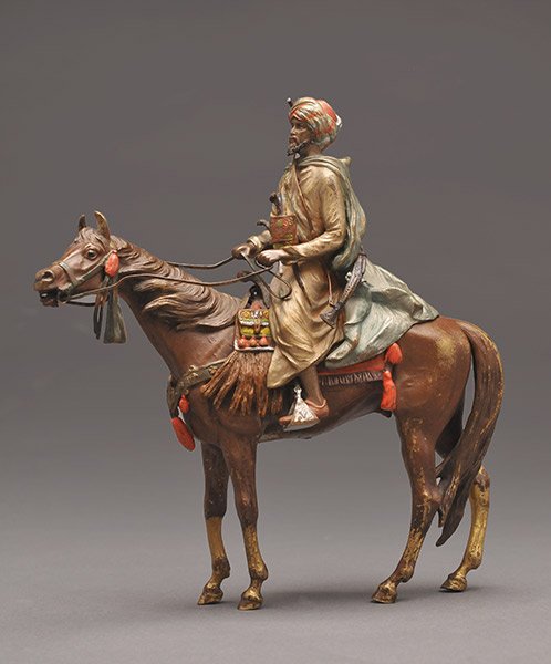BERGMAN, Franz (1898-1963): BERGMAN, Franz (1898-1963) Arab horseman Polychrome bronze Seal "B" on the bottom H: 23.5cm - 9.25" L: 22cm - 8.75" l: 7.5cm - 3"