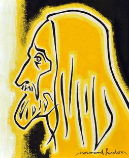 HUDON, Normand (1929-1997): HUDON, Normand (1929-1997) "Armand Vaillancourt" Oi on cardboard Titled, situated and dated on the reverse: Foufounes Électriques, Septembre 1992 23x19cm - 9x7.5"