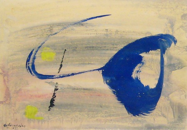 SCHNEIDER, Gérard (1896-1986): SCHNEIDER, Gérard (1896-1986) Blue movement Oil on paper laid on canvas Signed and dated on the lower left: G. Schneider, 12-65 Sources: POBÉ, Marcel. «Schneider». Le Musée de Poche, Georges Fall
